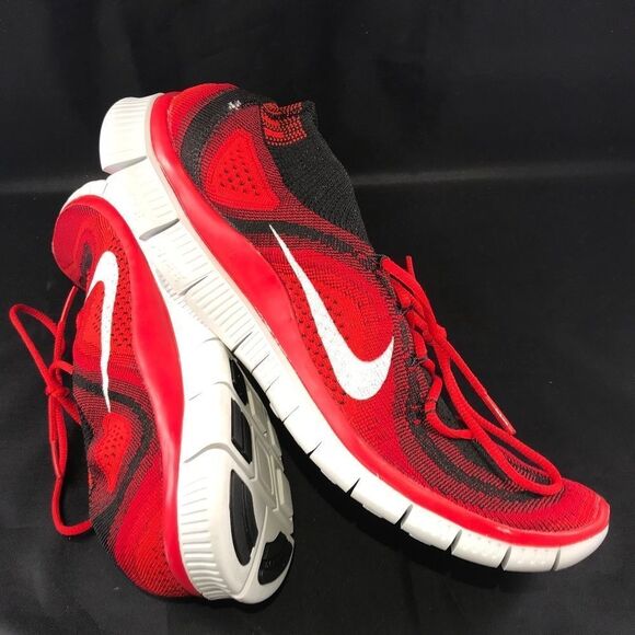 NIKE FLYKNIT FREE 5.0 Red Black White Mens size 14 US 48.5 EUR 13 UK Excellent - Picture 2 of 6